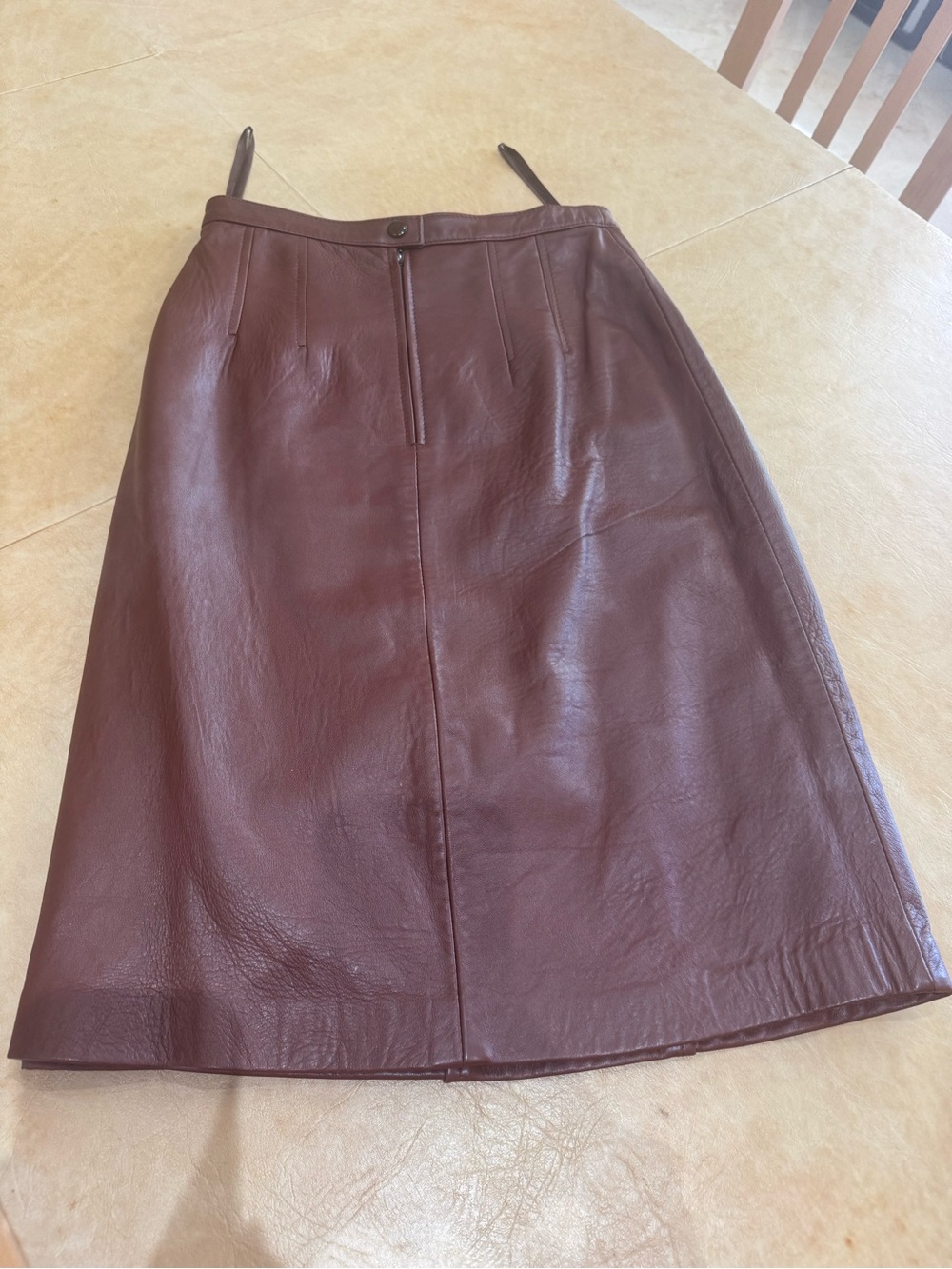 PRICE DROP: LOWELL & WHITNEY, 6, lined, COGNAC/BROWN LAMBSKIN LEATHER SKIRT - Picture 6 of 7